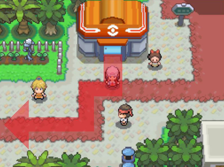 Moving west down the path in the Fight Area / Pokémon Platinum