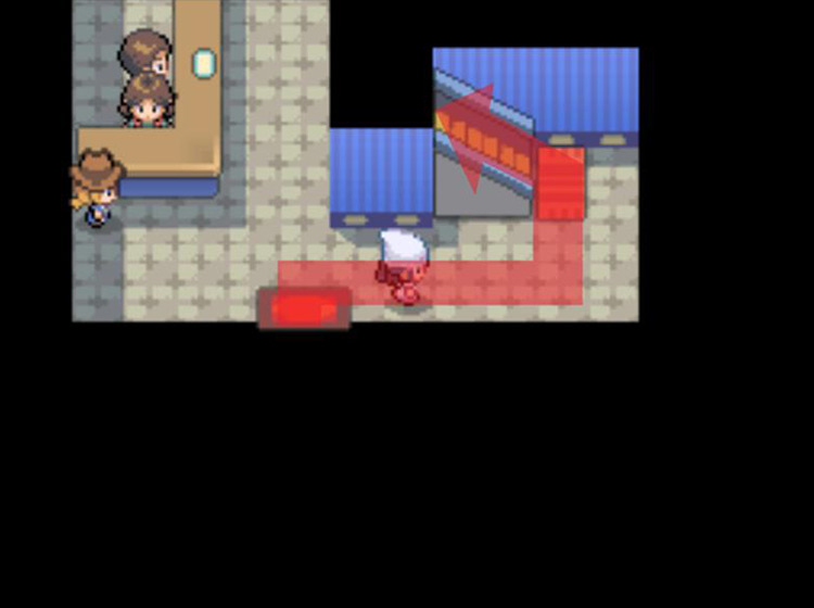 Climbing the staircase in the Great Marsh’s reception building / Pokémon Platinum