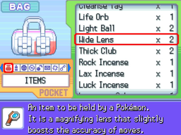 The in-game description of the Metronome / Pokémon Platinum