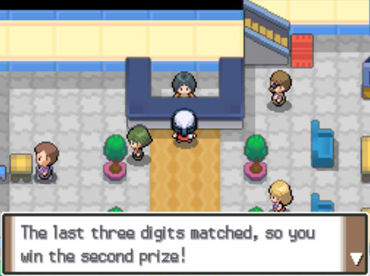 Winning the second prize for matching the three last digits / Pokémon Platinum