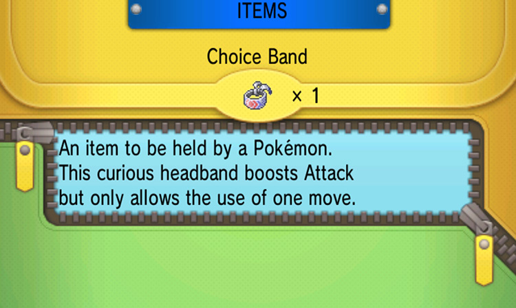 Viewing the Choice Band in-game / Pokémon ORAS