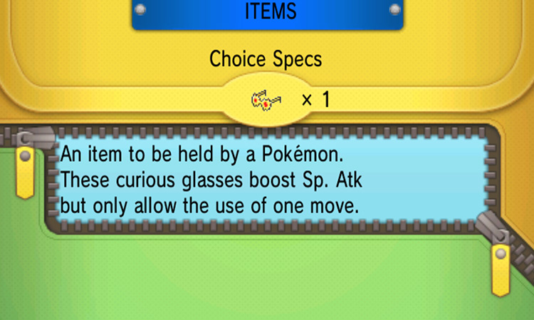 Viewing the Choice Specs in-game / Pokémon ORAS