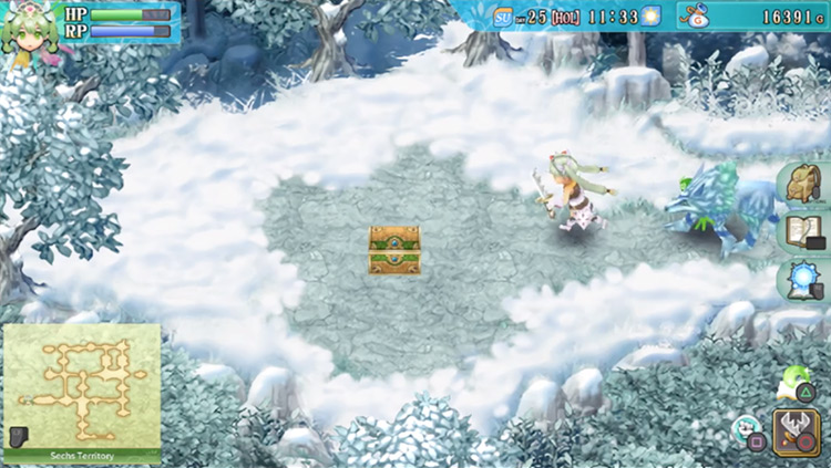 A treasure chest containing a Rapid Move ability / Rune Factory 4