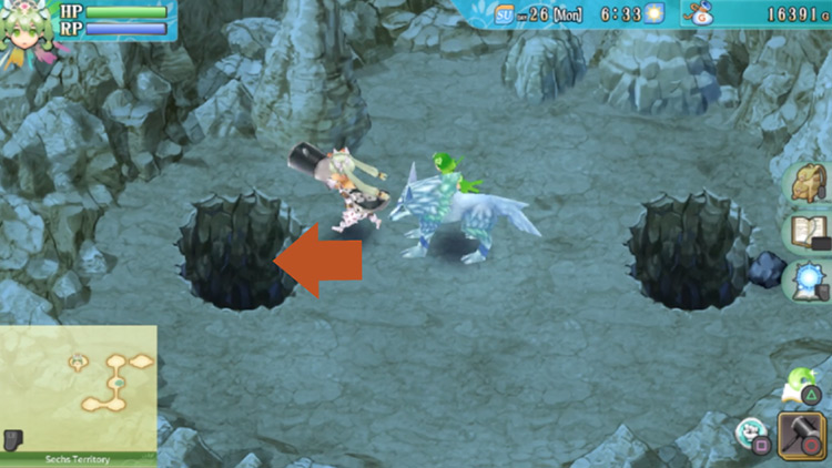 The first area of the cave in the Sechs Territory / Rune Factory 4