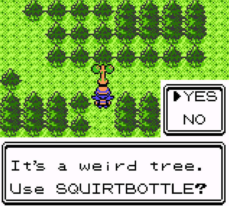 Using the Squirtbottle on Sudowoodo / Pokémon Crystal
