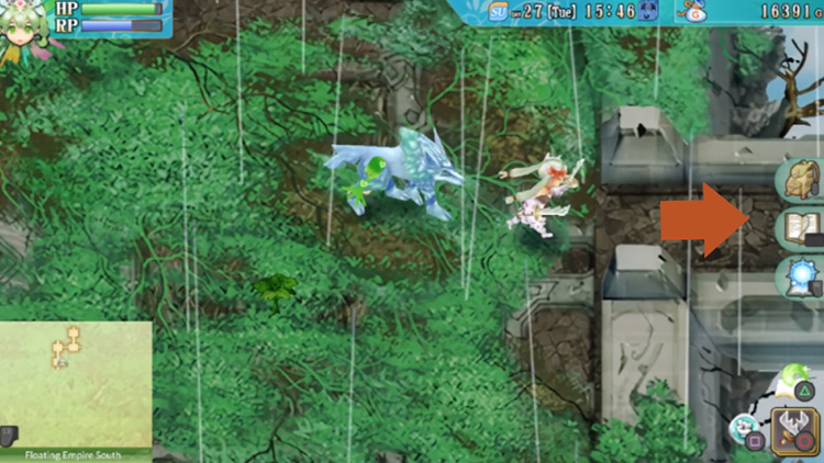 A path that was previously blocked by a barrier in the Floating Empire South / Rune Factory 4