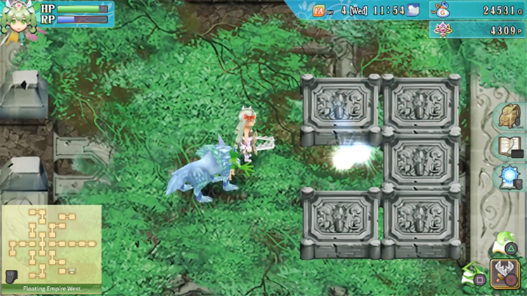 A portal that takes you back to an area by the entrance of the Floating Empire West / Rune Factory 4