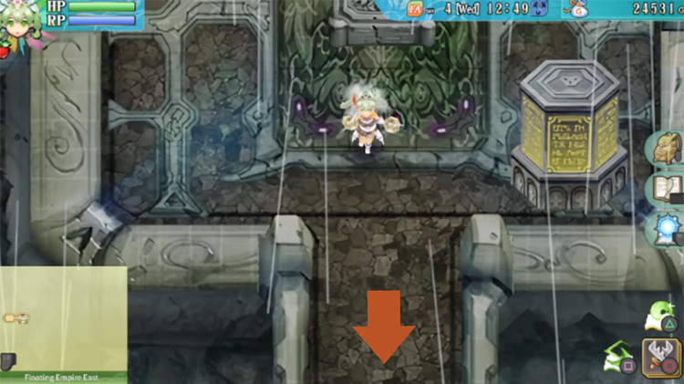 A path with yellow pillars in the Floating Empire East / Rune Factory 4