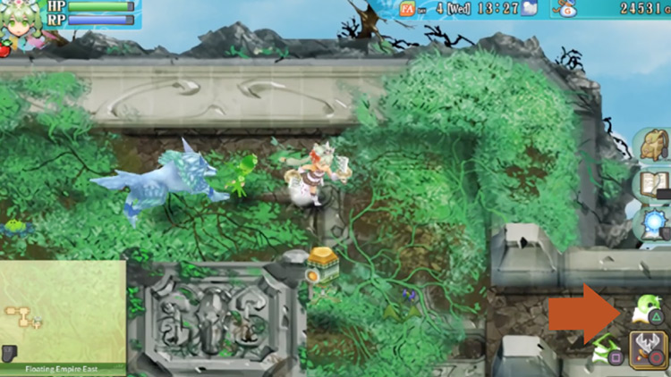 A previously impassable path in the Floating Empire East / Rune Factory 4