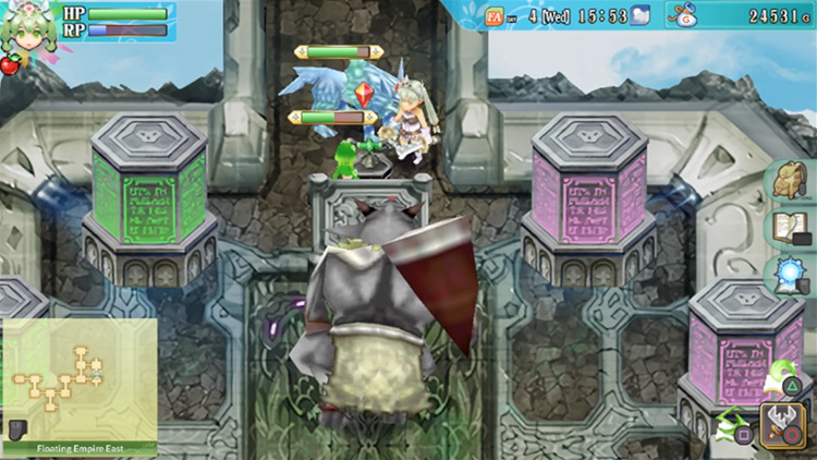 An area in the Floating Empire East where the rest of the room is blocked by a rock barrier / Rune Factory 4