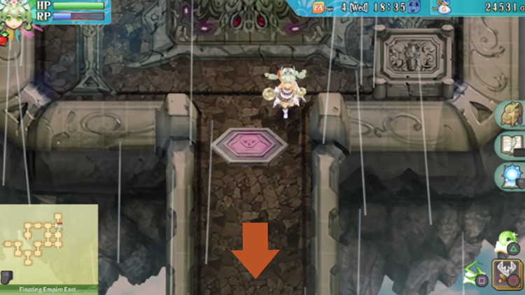 A deactivated pink pillar in the Floating Empire East / Rune Factory 4