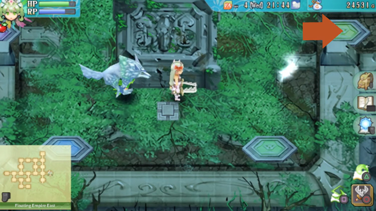 An area before the mini-boss of the Floating Empire East room / Rune Factory 4