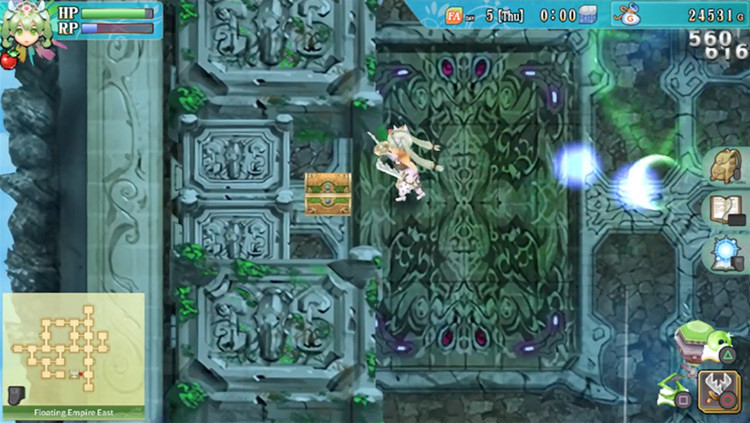 A chest containing a Small Crystal / Rune Factory 4
