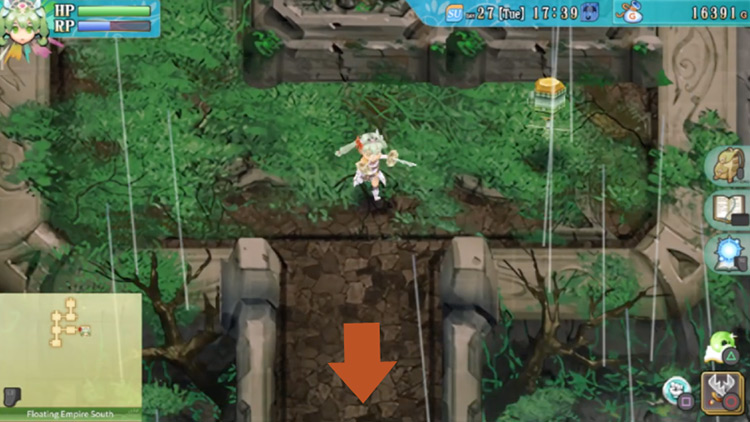 A path heading south in the Floating Empire South / Rune Factory 4