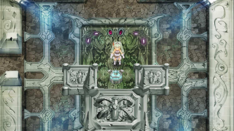 A light blue switch in the Floating Empire South that deactivates one of the final boss gates / Rune Factory 4