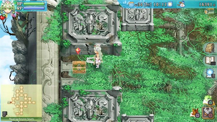 A chest containing an Invisible Stone in the Floating Empire South / Rune Factory 4