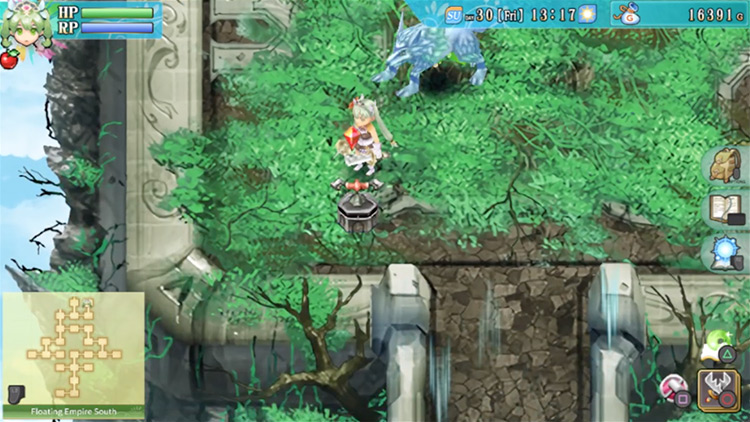 A red switch that reverses the direction of the wind in this area / Rune Factory 4