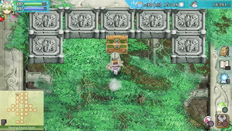 A chest containing a Penetrate Sonic spell / Rune Factory 4