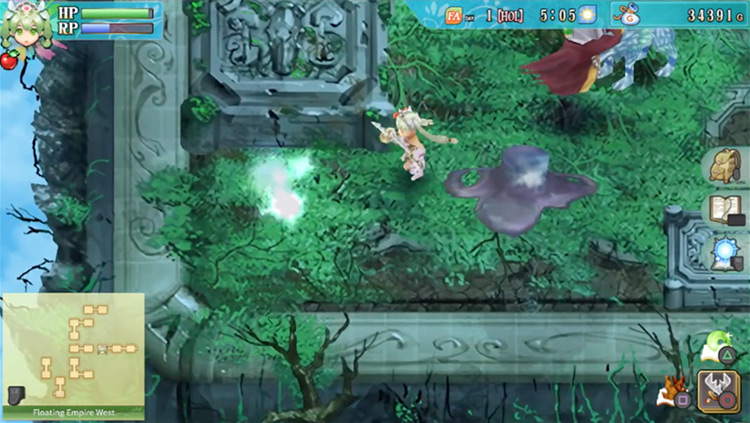 A portal in the south west corner of a room in the Floating Empire West / Rune Factory 4