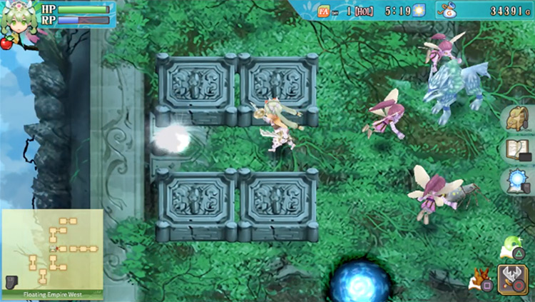 A portal along the west edge of a room in the Floating Empire West / Rune Factory 4