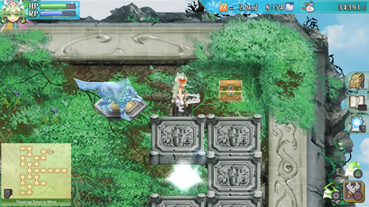 A chest containing Mystery Potions / Rune Factory 4