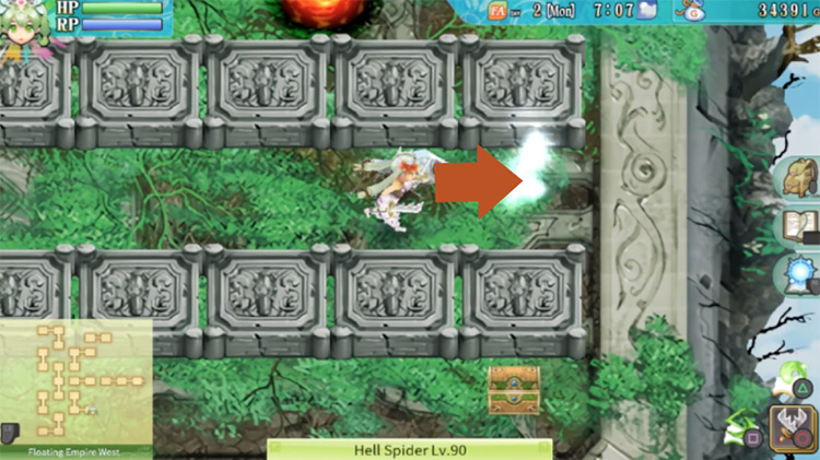A portal on the east end of a room in the Floating Empire West / Rune Factory 4