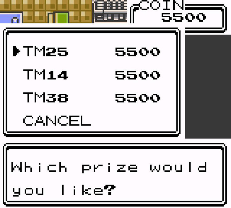 Buying TM25 with 5500 coins / Pokémon Crystal