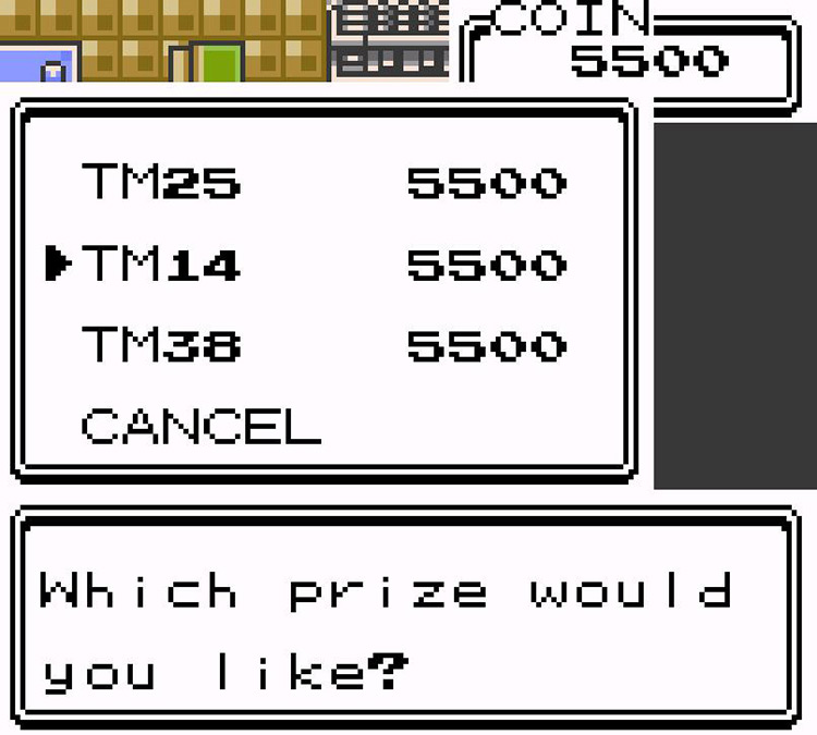 Buying TM14 with 5500 coins / Pokémon Crystal