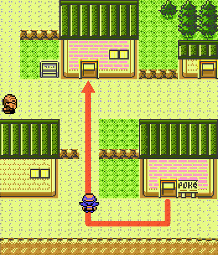 Route to Souvenir Shop (TR Hideout) from the Pokémon Center in Mahogany Town / Pokémon Crystal