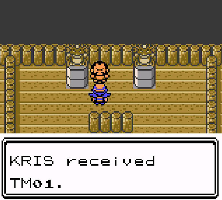 Receiving TM01 after winning the battle against Chuck / Pokémon Crystal