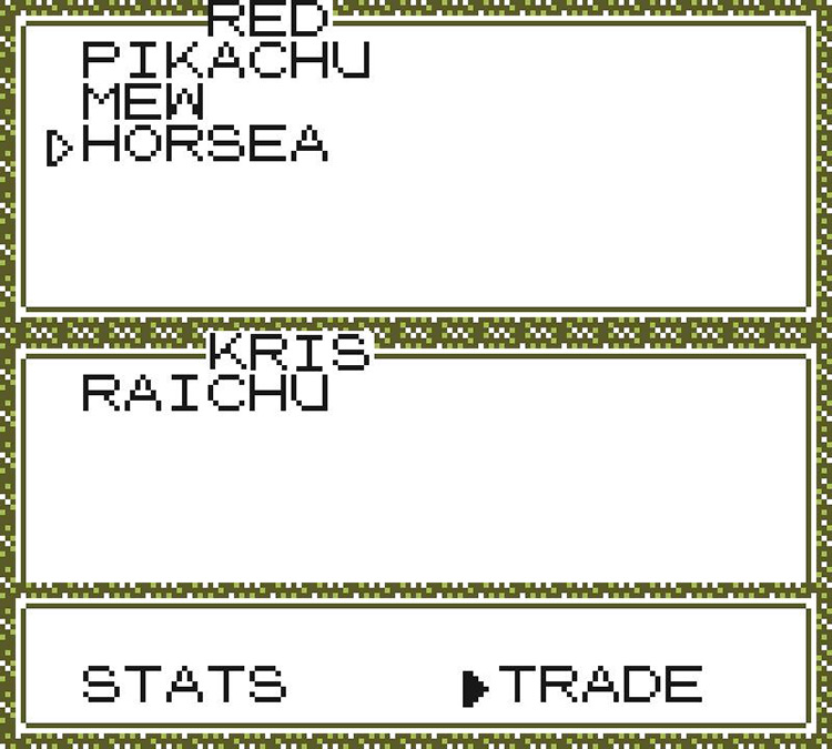 Trading screen (Pokémon Yellow) / Pokémon Crystal