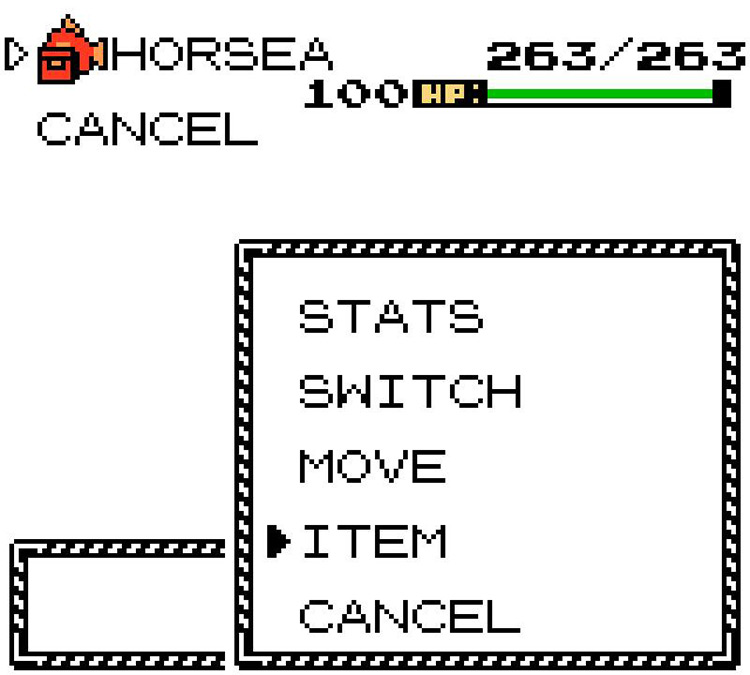 Checking Horsea’s Held Item / Pokémon Crystal