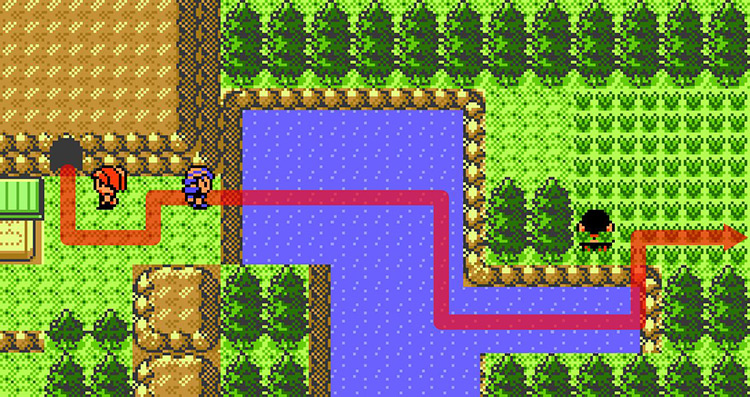 Area east of Tohjo Falls, on the way to Route 26 / Pokémon Crystal