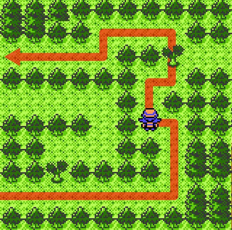 Third small tree on the way to the cabin in the woods / Pokémon Crystal