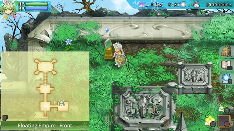 A journal in the corner of the Floating Empire - Front that can be used for saving or teleportation / Rune Factory 4