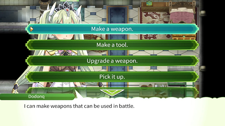 An option to craft weapons using the Forge / Rune Factory 4