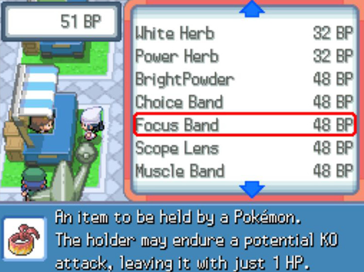 The Focus Band at the Battle Frontier / Pokémon Platinum