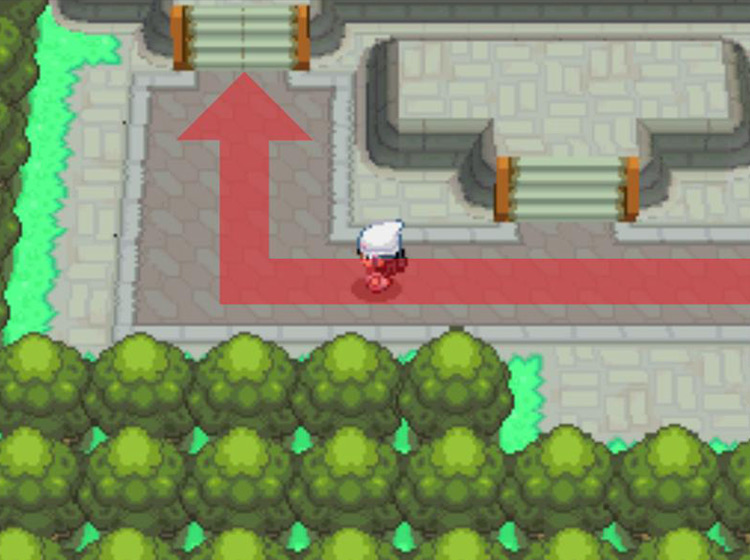 Turning north and approaching the stairs / Pokémon Platinum
