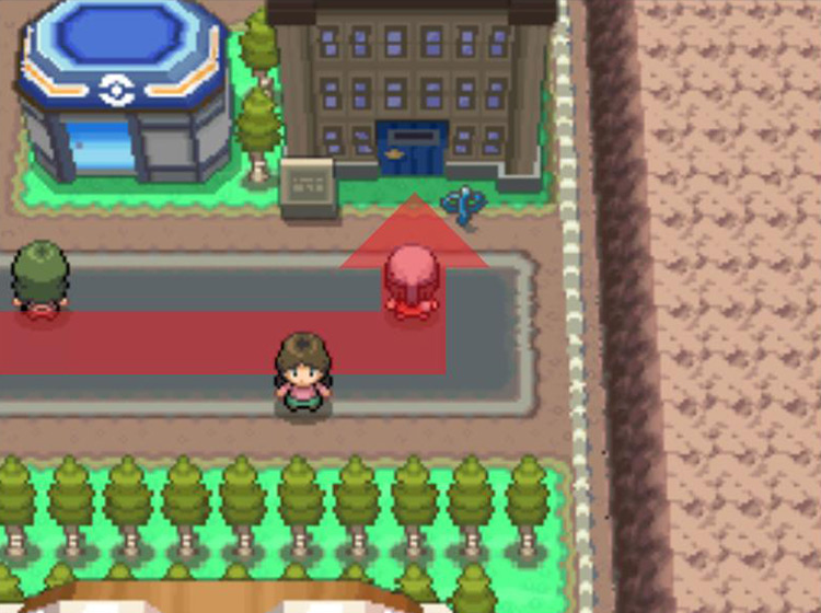 Turning north to enter the Eterna City Condominiums / Pokémon Platinum