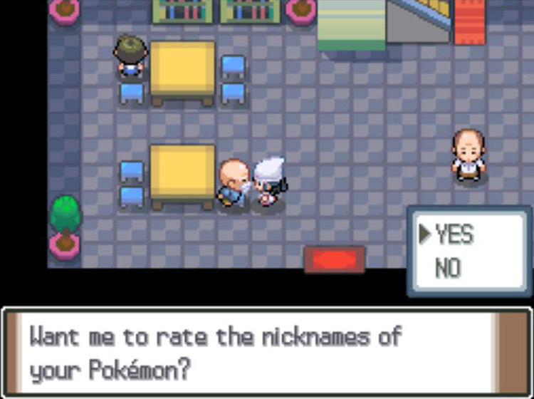 The Name Rater asking if you want to use his services / Pokémon Platinum