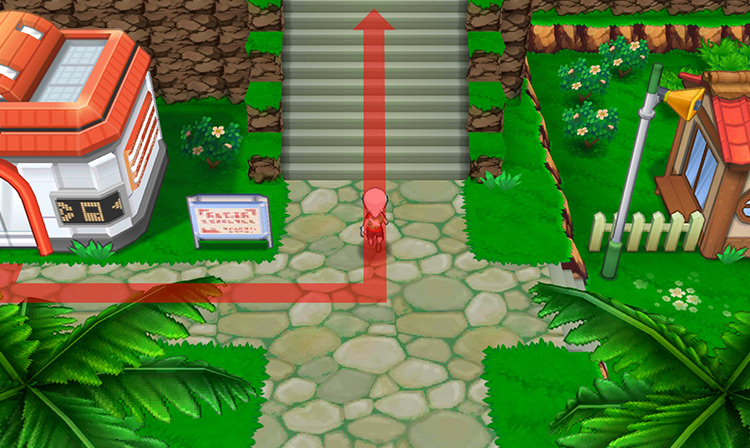 Walking towards the stairs from the Pokémon Center / Pokémon ORAS