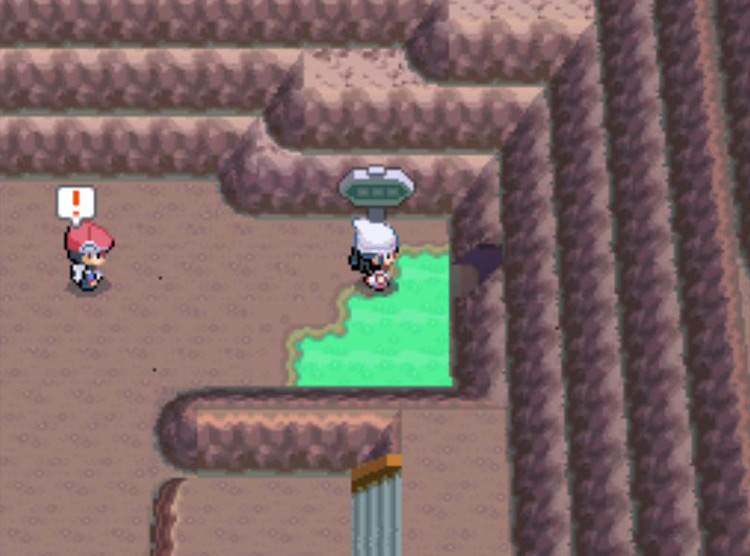 Being halted by Lucas before entering Mt. Coronet. / Pokémon Platinum
