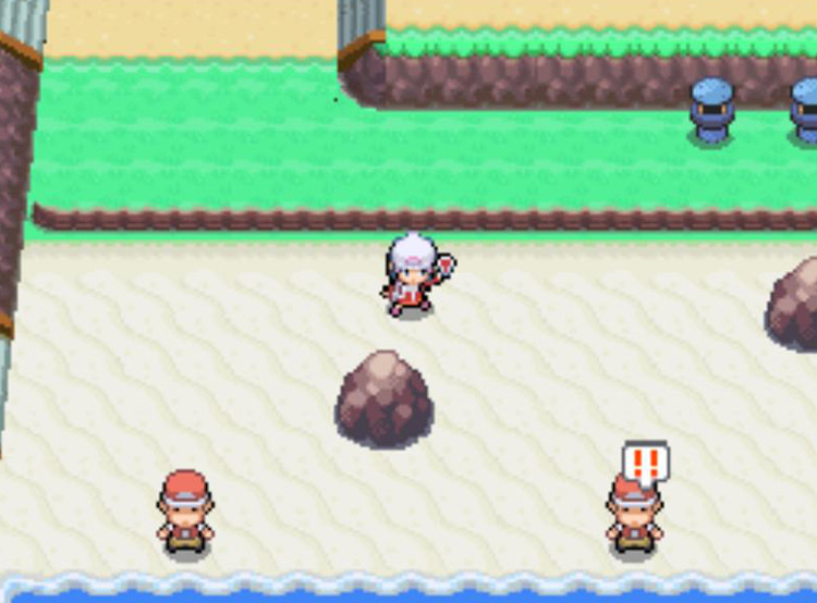Using the Vs. Seeker to discover the Fisherman on the right would like a rematch. / Pokémon Platinum