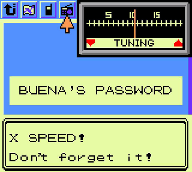 Password (X SPEED) is announced during the broadcast. / Pokémon Crystal