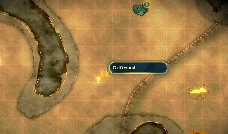 The lost spirit’s location on the map for Driftwood. / Spiritfarer