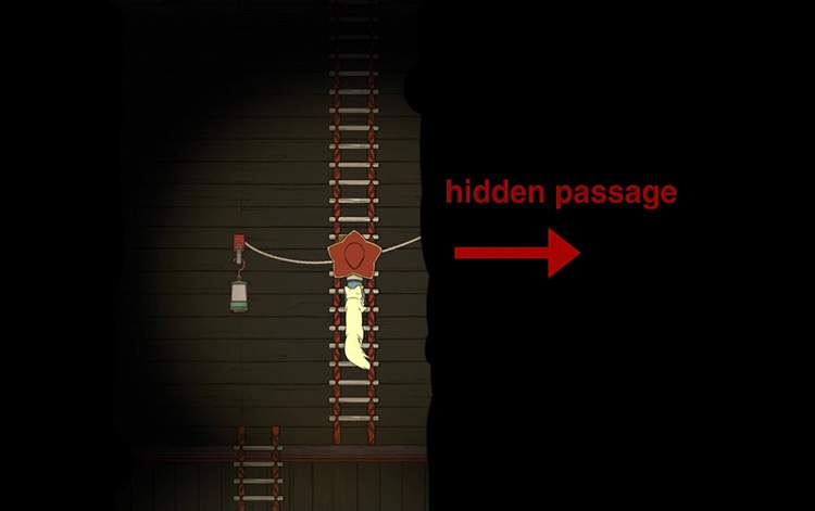 Go right halfway up the third ladder to find the hidden passage. / Spiritfarer
