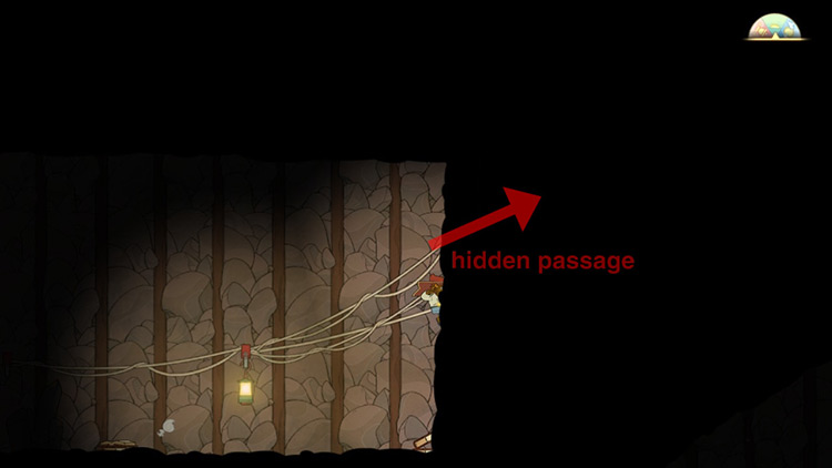 Jump up to the wall to find a hidden passage. / Spiritfarer