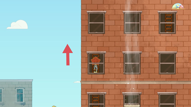 Use the ladders visible through the windows to reach the top floor. / Spiritfarer