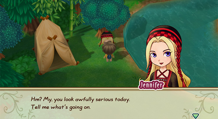 Jennifer’s reaction to the Preserved Flower. / Story of Seasons: Friends of Mineral Town