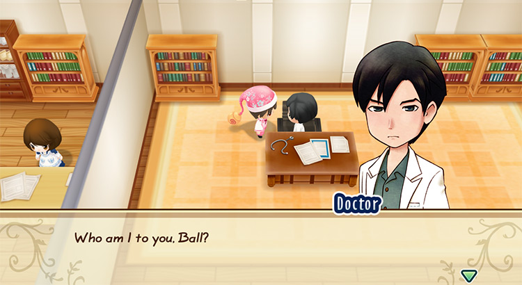 Doctor speaks to the farmer at the Clinic. / Story of Seasons: Friends of Mineral Town